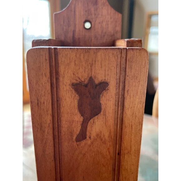 Vintage Handmade Wooden Match Book Holder Tulip Decor Cabinet - Picture 6 of 7